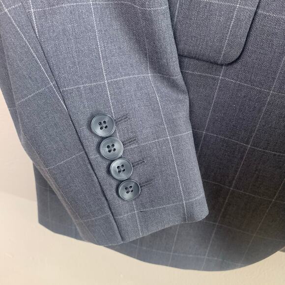 NEW JOE Joseph Abboud Size 38R Men's Windowpane Blazer Jacket Charcoal Gray - Picture 6 of 13
